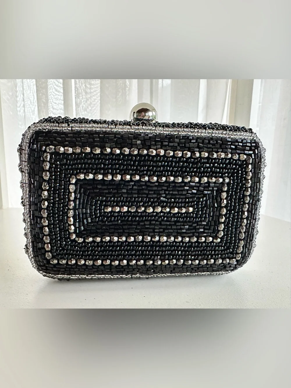 📸 Black Beaded Camera Clutch with Crystal Accents from India to you! NWT